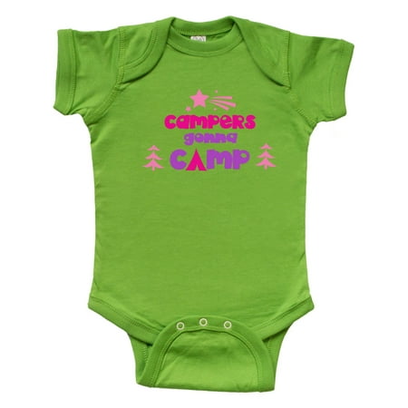 

Inktastic Campers Gonna Camp Stars Trees - Pink Purple Gift Baby Boy or Baby Girl Bodysuit