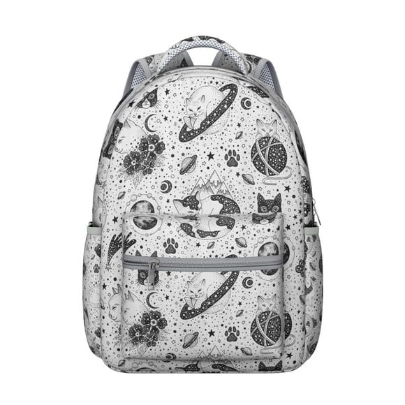 Sac à Dos Scolaire pour Étudiant avec Motif de Chat Dessiné à la Main, Cadeau pour Amateur de Chats et Mignon Motif Artistique de Chat en Aquarelle, Sac à Livres