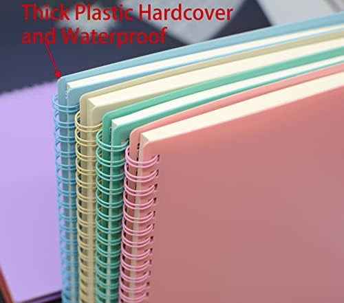 Tekola Spiral Notebook, 4 Pcs 8.3 Inch x 5.9 Inch A5 Thick Plastic Hardcover 7mm College Ruled 4 Color 80 Sheets -160 Pages Journals for Study and Notes (4)