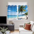 thumbnail image 5 of Coastal Tropical Kitchen Curtains Short 54 Inch Length, Blue Sky Coconut Tree Summer Beach Grommet Top Bedroom Living Room Curtains, Light Filtering Cafe Curtain Drapes 2 Panels Set 84''x54'', 5 of 9