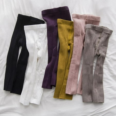 

0-5Y Girls Solid Striped Thicken Knitted Leggings Autumn Winter Baby Toddler Casual Slim Leggings