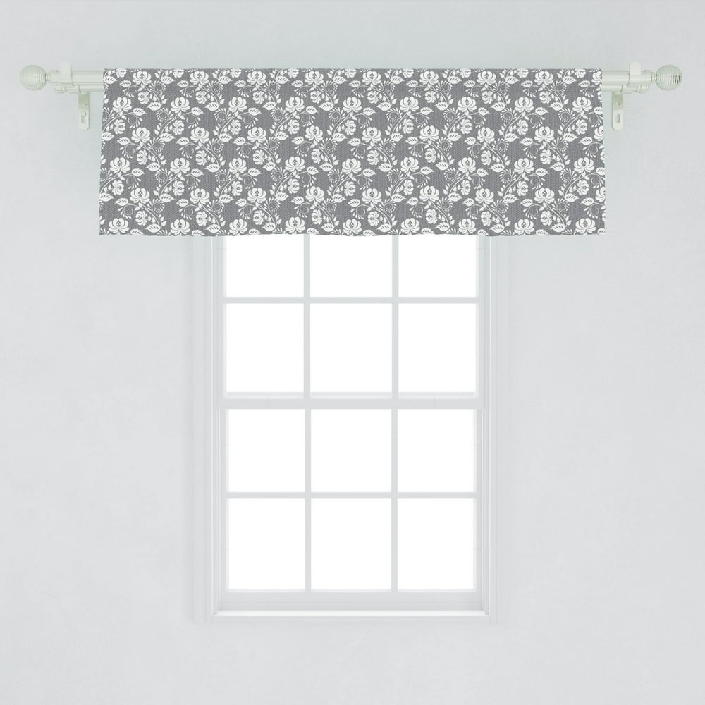 Floral Window Valance, Flower Silhouettes with Lace Patterned