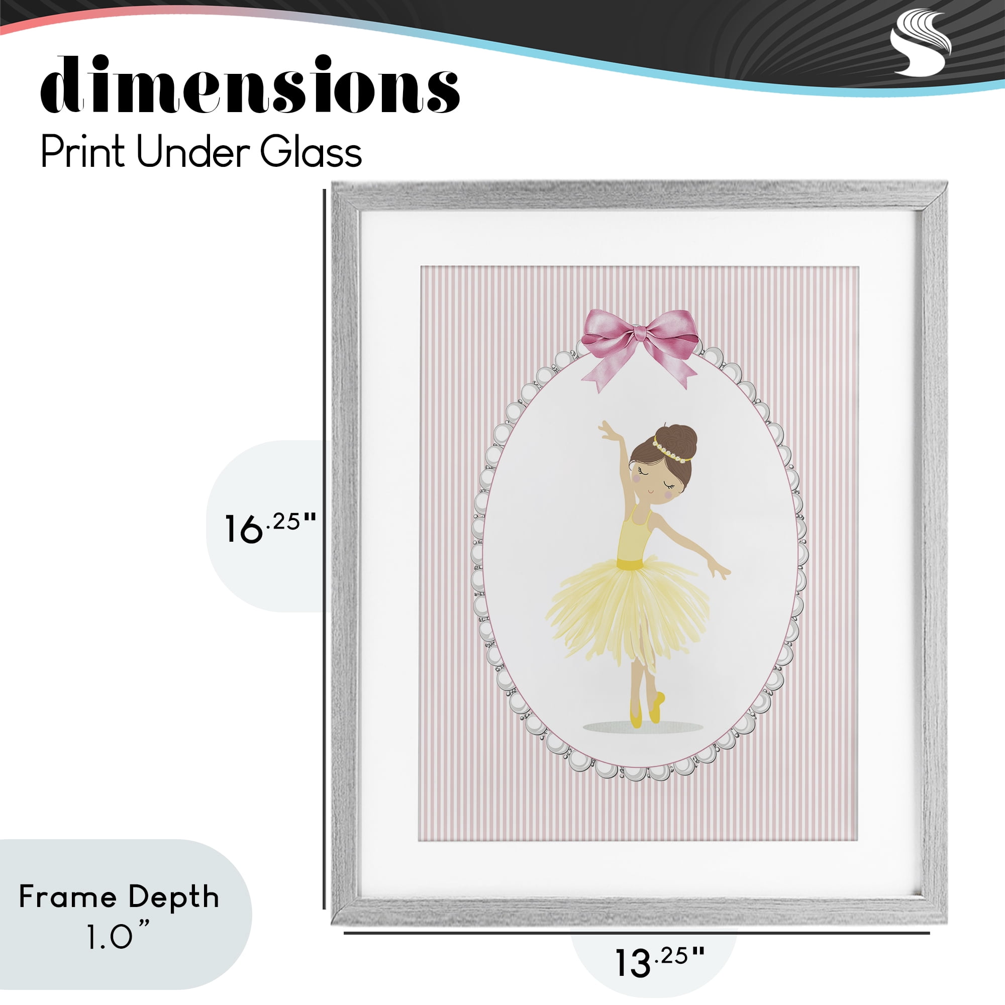 Stupell Industries Dainty Dance on Stripes Gray Framed Print Under Glass, design by Christine Simpson Art