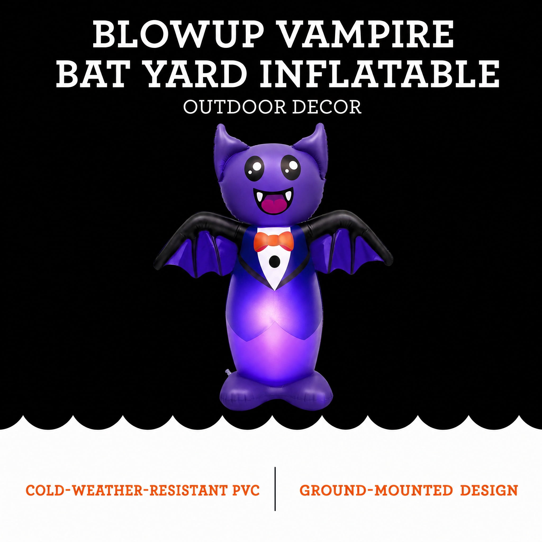 Blow-Up Vampire Bat Yard Inflatable, Black and Purple, 3.5', Halloween by Way To Celebrate