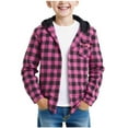 thumbnail image 2 of BLVB Kids Little Boys Girls Long Sleeve Button down Hooded Plaid Shirt Fall Fashion Jacket Outwear Clothes, 2 of 7