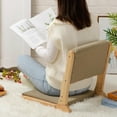 thumbnail image 6 of Floor Chair with Back Support, Foldable Japanese Style Floor Chair, Wood Legless Tatami Chair with Cushion, Accent Meditation Floor Seat for Bay Window, Living Room, Bedroom, Dark Grey, 6 of 18