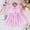 D-Pink, variant on Ulitacool Flower Girl Dress Crewneck Plaid Dresses Fly Sleeve Solid Color Button Party Dance Dress Cute Wear 18-24 Months Pink
