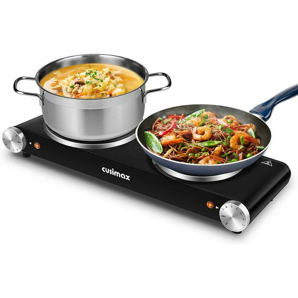 Double hot plate, double burner 1800W, portable electric hot plate for