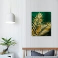 thumbnail image 3 of Shiartex Green and Gold Wall Decor - Emerald Green Bathroom Decor Gold Tropic Plant Canvas Wall Art Green Vintage Room Decor Pictures Gold Bedroom Wall Decorations for Living Room 16x20 in/12x16 in, 3 of 4