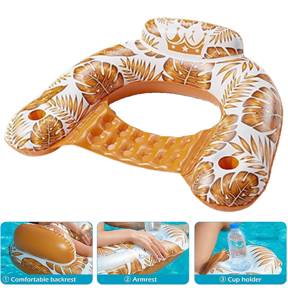 Elbourn Inflatable Chair Floats with Cup Holder, Colorful Pool Floaties ...