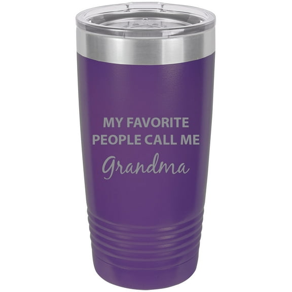 My Favorite People Call Me Grandma Stainless Steel Engraved Insulated Tumbler 20 Oz Travel Coffee Mug, Purple