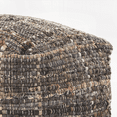 thumbnail image 4 of Koki Handcrafted Fabric Pouf in Khaki | Recycled Denim & Paper Chindi | 250 lbs Capacity | Multicolor Braided Design, 4 of 6