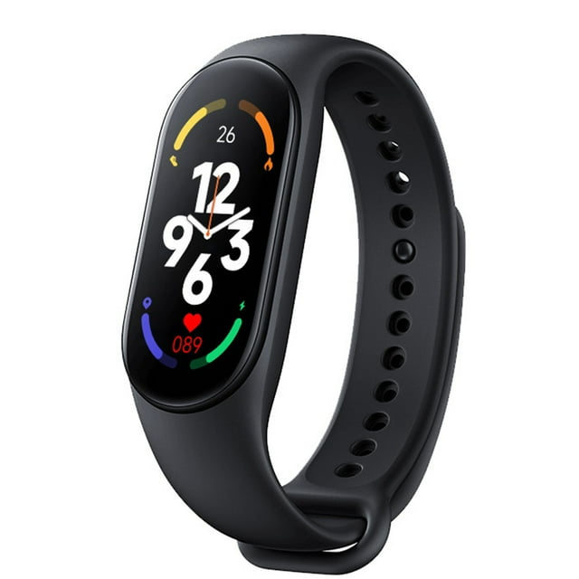 Pulsera inteligente M7 multifunción de silicona con pantalla grande y color dinámico para monitorizar el ritmo cardíaco y el sueño, color negro