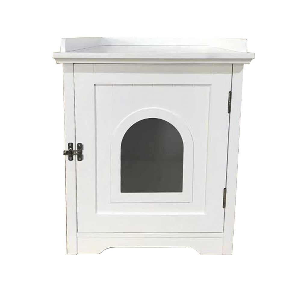 Yaheetech Indoor Cat Litter Box Enclosure Pet Furniture White