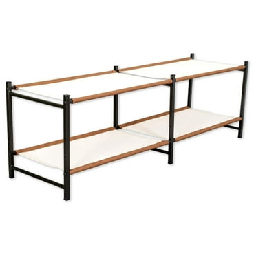 Drevy Aspen Double Shoe Rack, Freestanding Shoe Organizer, Home Storage Stand