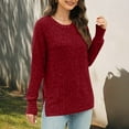 thumbnail image 6 of UQJfacai Long Sleeve Shirts for Women Ribbed Knit Tunic Tops Side Split Loose Fit Dressy Crewneck Pullover Sweaters Fall Clothes, 6 of 7