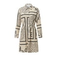 thumbnail image 1 of Seyurigaoka Women Juniors Elegant Printed Shirt One Piece Dress, Lapel Buttoned Neck Long Sleeve, 1 of 9