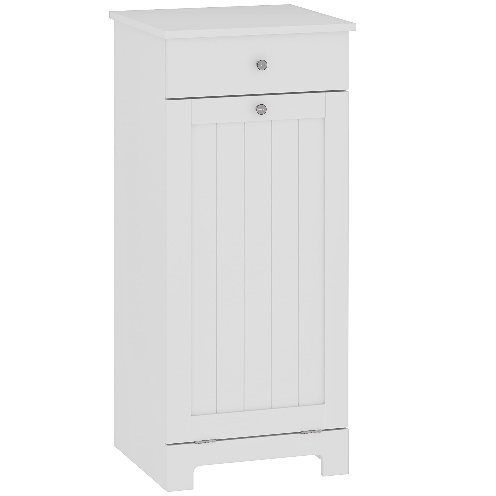 HOMCOM Tilt Out Laundry Hamper, Laundry Hamper Cabinet with Basket, Laundry Cabinet Bathroom Storage Cabinet with Drawer, White