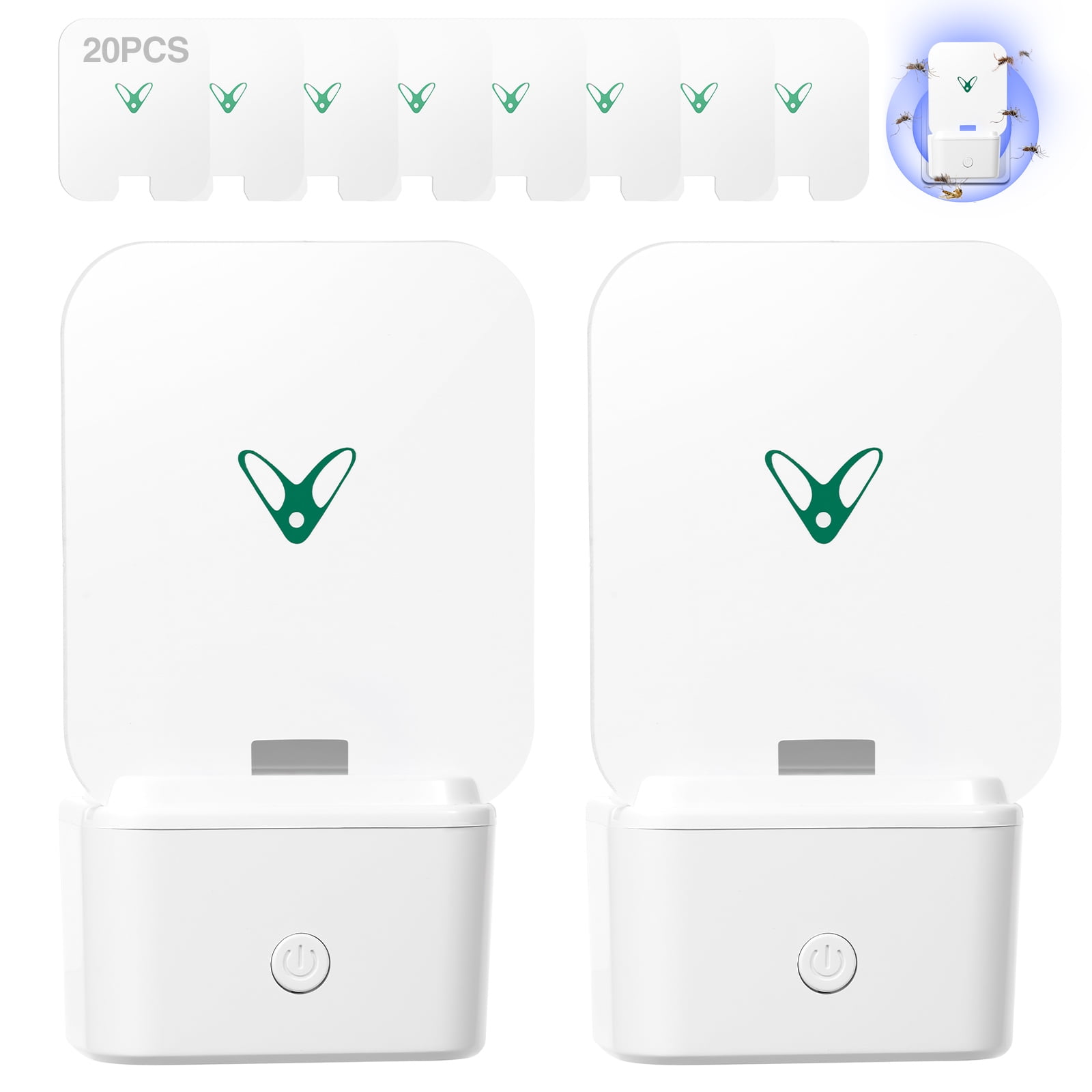 G·PEH 4 Pack Indoor Mosquito Trap White ABS Material Purple Light Insect Catcher - Safe & Hygienic Technology