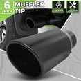 thumbnail image 2 of Magshion 5" Inlet 6" Outlet Stainless Steel 15" Exhaust Muffler Tip Straight-Through Round Diagonal Cut Black Roll Tip, 2 of 10