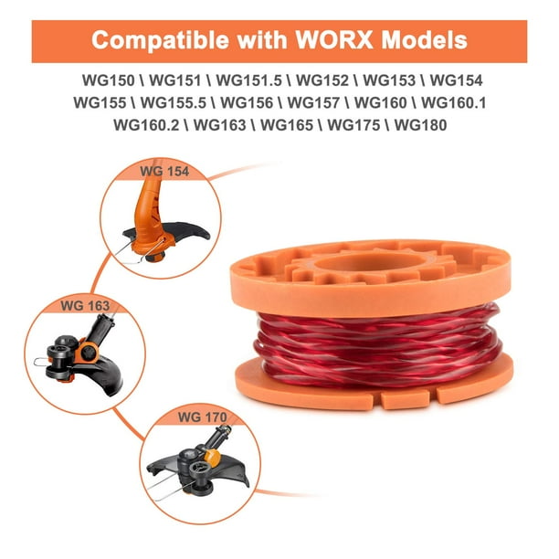 Replacement Trimmer Spool Line for Worx WA0010 Edger Spools Trimmer Line for Worx Weed Wacker Eater String Trimmer Spools Line Refills Parts