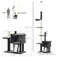 thumbnail image 3 of PawHut 93.75"-106.25" Floor to Ceiling Cat Tree for Large Cats Adult, Tall Cat Tree with Sisal Rope Scratching Post, Cat Condo Climbing Toy, Adjustable Height Cat Towers with Hammock, Dark Grey, 3 of 10