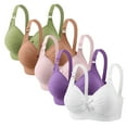 thumbnail image 3 of Jinhomg Women's Wireless Full-Coverage Bra 5-Pack Multicolor No Underwire Full Figure Support Bra Green S, 3 of 7