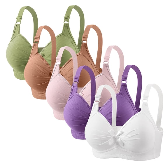 yillto 5 Pack Everyday for Women Plus Size Bra Comfort Wireless Support Bra Full Coverage Push up Bras