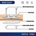 thumbnail image 4 of PEAKTREAND Boat Cleat 5" 6 inch 316 Stainless Steel Folding Cleats Marine Grade Rope Cleat Flip Up Dock Cleat for Boat Kayak and Decoration 2PCS, 4 of 9