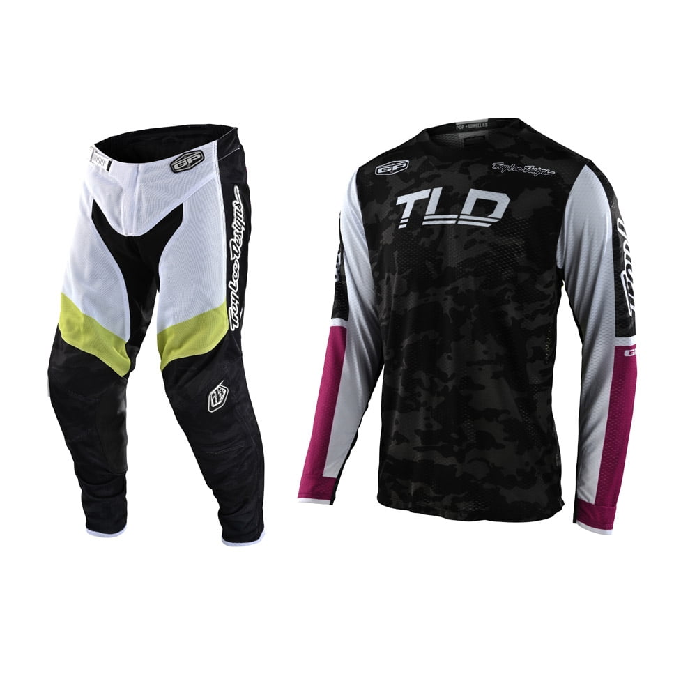 "Troy Lee Designs GP Air VELOCE CAMO Black/Glo Green Offroad Jersey