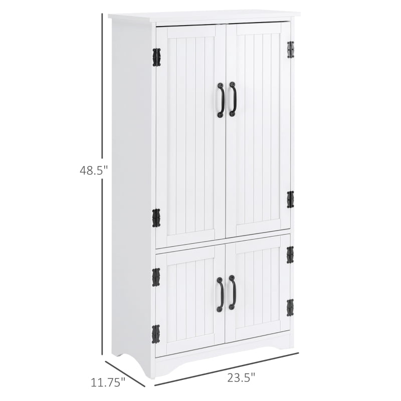 Alvantor Accent Floor Storage Cabinet with Adjustable Shelves & 2 Lower Doors 23.6"W x 11.8"D x 48.5"H White