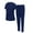 Dark Blue, variant on Pitauce Womens Cool Stretch Jogger Scrub Set Solid V-Neck Scrub Top and Jogger Pants Medical Nursing Uniforms with Pockets