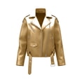 thumbnail image 2 of XUNKUSGA Faux Leather Jackets for Women Fashion Lapel Long Sleeve Zipper Up Moto Jacket Women with Buckle Belted Vintage Bike Motorcycle Coat Streetwear Gold 4XL, 2 of 7