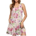 thumbnail image 5 of Ovzne Robes d'Été pour Femmes Robe Décontractée Grande Taille Sans Manches Col Rond Robe Courte Florale Grande Taille Robe Maxi Liquidation, 5 of 5