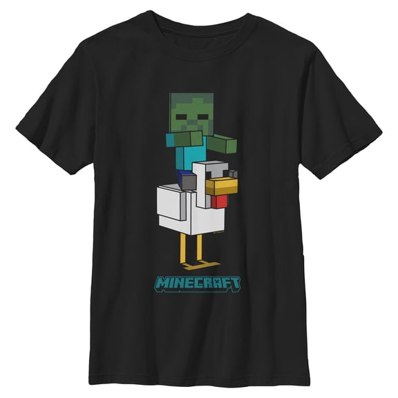 Boys Minecraft Chicken Jockey Logo T Shirt