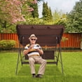 thumbnail image 2 of BTMWAY Outdoor Swing with Canopy, 3 Person Outdoor Patio Swings, Backyard Swing for Adults with 45° Adjustable Tilt Canopy, Weather Resistant Steel Frame, Swing Chair for Yard, Garden, Poolside, Brown, 2 of 12