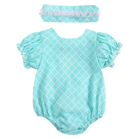 

Akiihool Baby Girl Clothes Short Sleeve Baby Girl Blank Flutter Short Sleeve Bodysuit Onesie (Blue 0-6 Months)