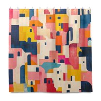 Yayeee Shower Curtain with Hooks 72"x72" Waterproof Fabric Bathroom Hanging Decor, Art Geometric