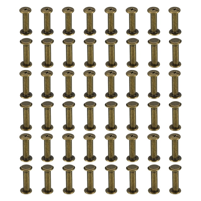 Unique Bargains 50 Ensembles Vis Chicago, M5x18mm Vis Chicago Plaquées Laiton Rivets pour Cuir, Marron