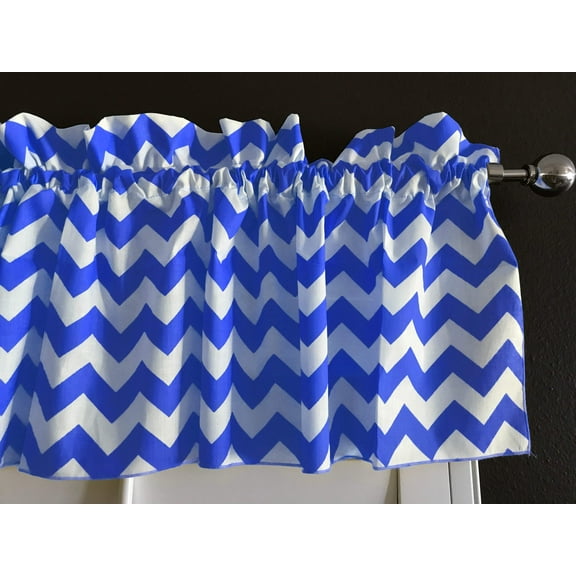 cotton zig zag chevron window valance 58 wide royal blue
