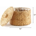 thumbnail image 2 of Greenatural Wicker Trash Can, 14x14x11 in Handwoven Water Hyacinth Waste Basket with Lid, 2 of 6