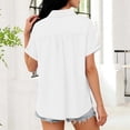 thumbnail image 4 of LNWUY Button Down Shirt for Women Short Sleeve Blouses Dressy Casual Business Work Summer Vacation Tops Shirts with Pockets White XXL, 4 of 8