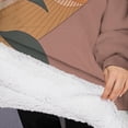 thumbnail image 3 of Oversized Wearable Blanket Hoodie,Orange Boho Sun, Mountain and Plant Pattern Sherpa Blanket Hoodie with Super Pockets,Super Warm Fuzzy Pullover for Women & Men, 3 of 6
