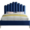 thumbnail image 3 of Meridian Furniture Lily Solid Wood and Tufted Velvet Queen Bed in Navy, 3 of 6