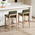 thumbnail image 2 of Zesthouse 25.8" Modern Bar Stools Set of 2, Wooden Counter Height Barstools with Back, Upholstered Linen Counter Stools with Distressed Solid Wood Legs for Kitchen Island, Green, 2 of 11