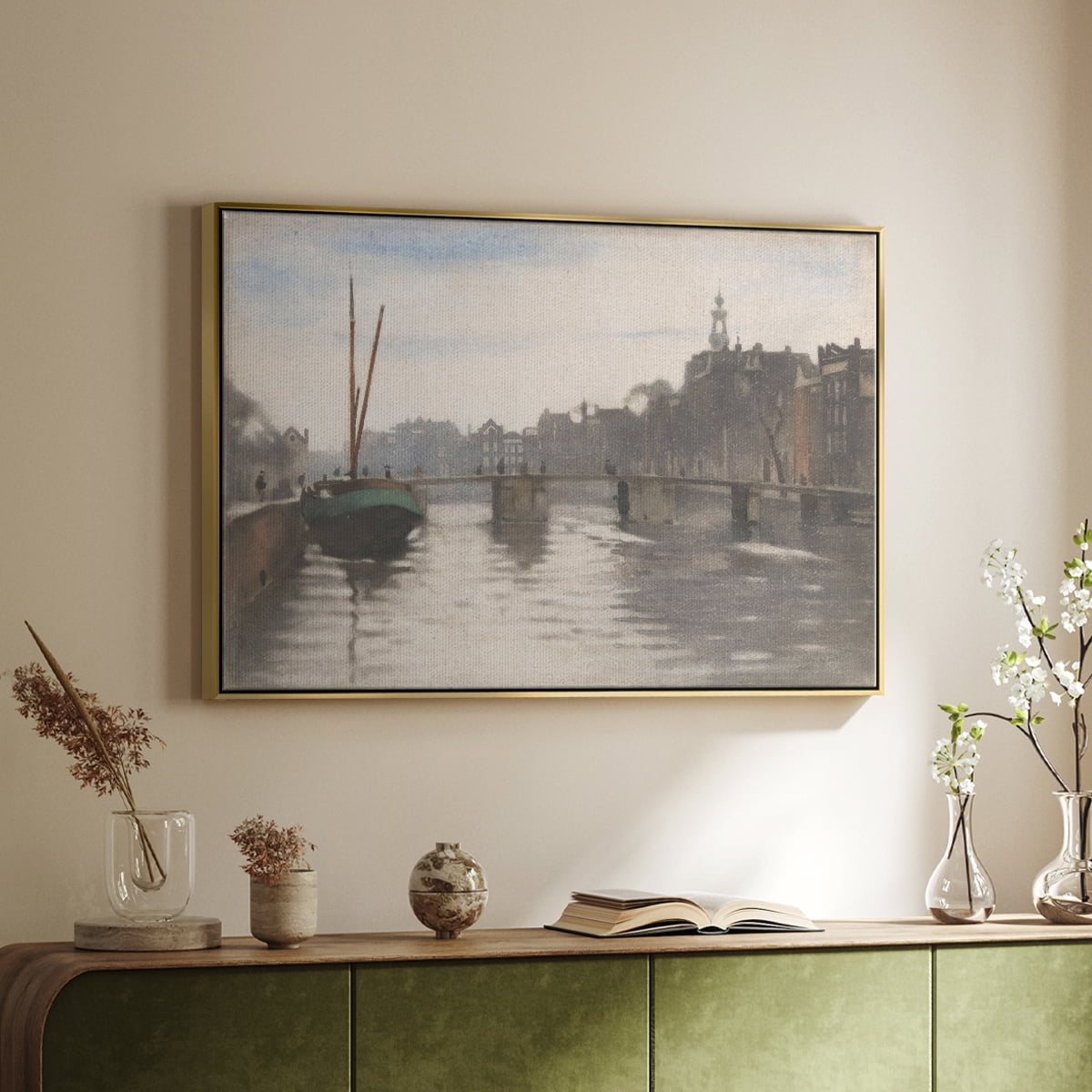 Vintage Landscape-CCCLVI By Wexford Home Framed in Gold Wood Gallery Wrapped Canvas 17 in. x 25 in.