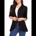 thumbnail image 3 of Cárdigan Informal de Cuartos para Mujer, Moderno Cárdigan Abierto por Delante. Negro XXL, 3 of 8