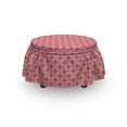 thumbnail image 3 of Abstract Ottoman Cover, Simplistic and Ornamental, 2 Piece Slipcover Set with Ruffle Skirt for Square Round Cube Footstool Decorative Home Accent, Standard Size, Dried Rose and Pale Pink, by Ambesonne, 3 of 5