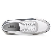 CMR CHAMARIPA Height Increasing Elevator Trainers - White Leather Casual Sneakers For Men 5CM / 1.95 Inches