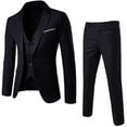 thumbnail image 3 of Youmylove Men's Slim Fit Suit One Button 3-Piece Blazer Solid Color Fashion Casual Party Dress Up Suit Vest Pants Three Pieces One Button Business Suit Jacket, 3 of 3